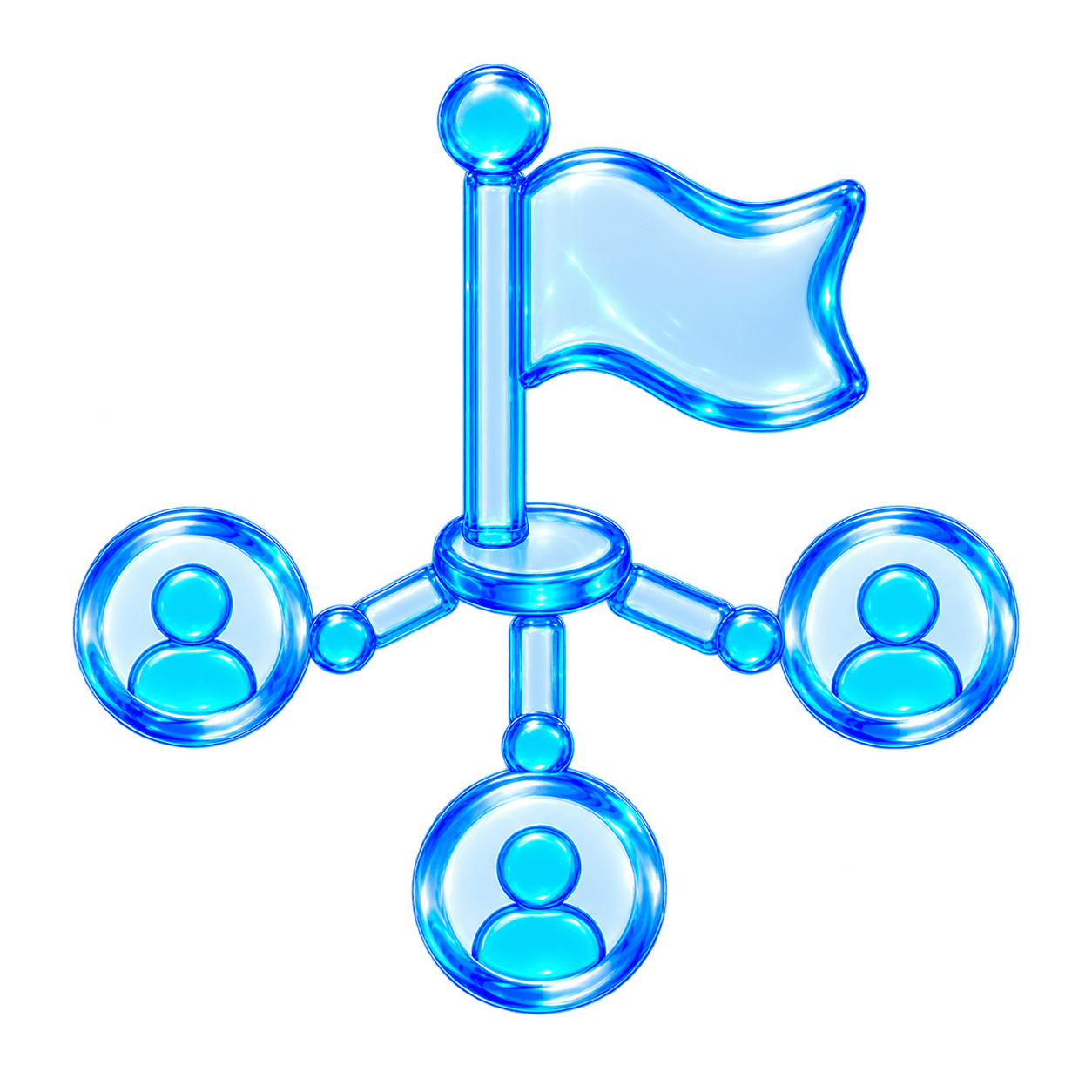 A glass mission flag connected to a community network