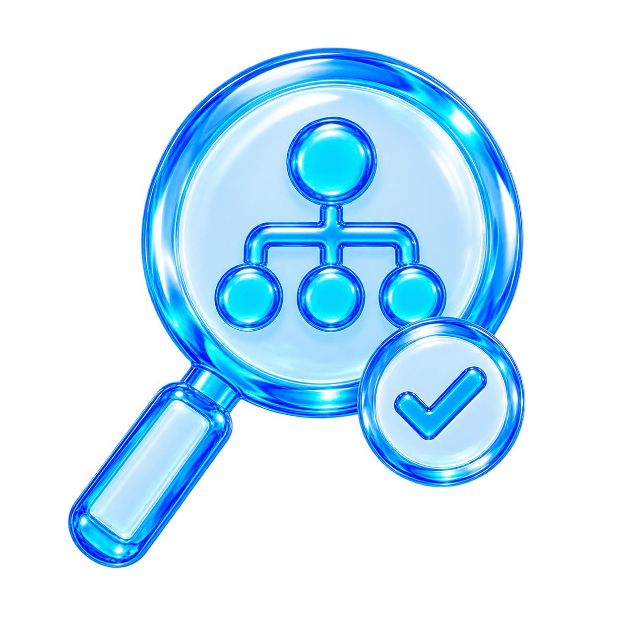 A glass assessment lens reviewing an organizational network