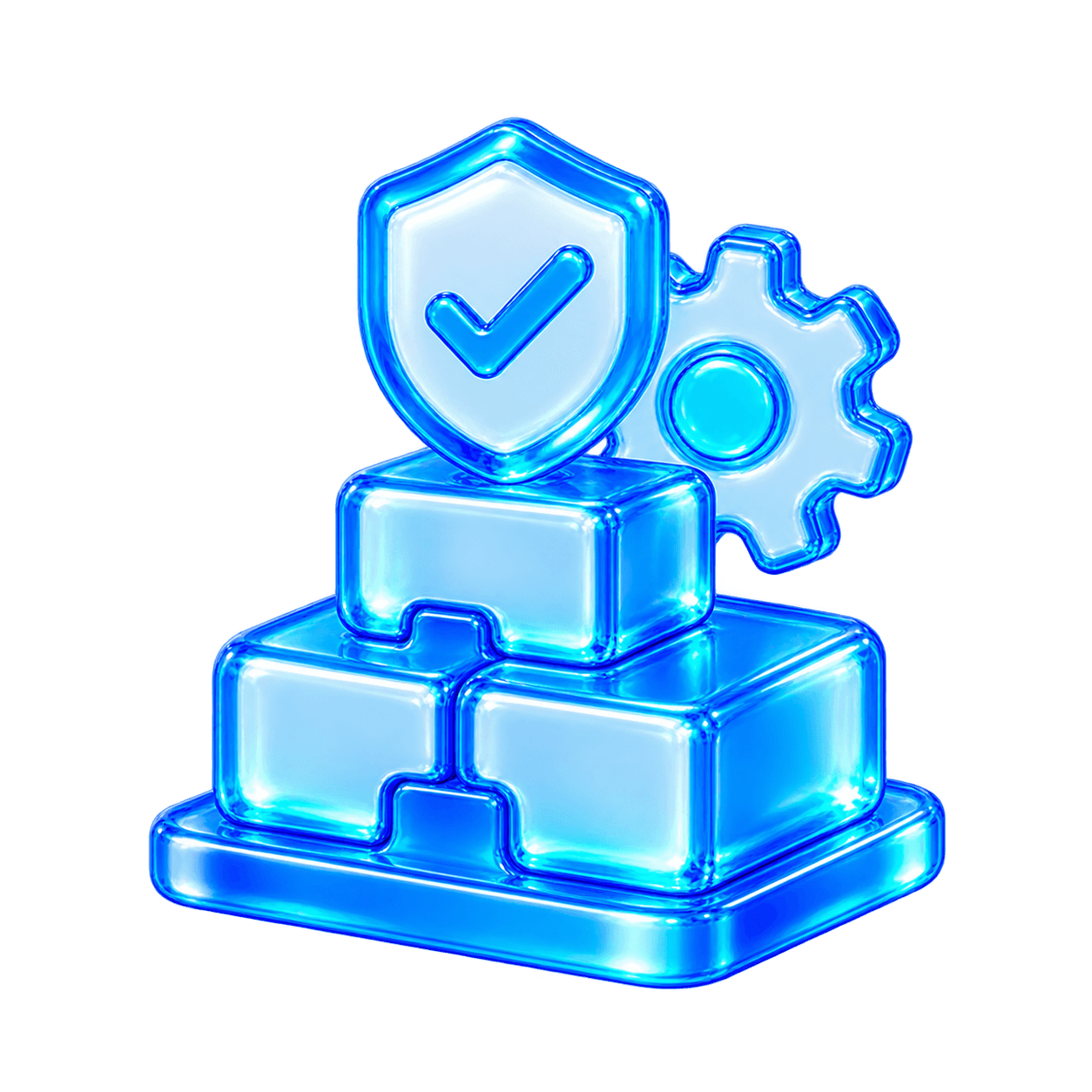 Interlocking glass foundation blocks with a protective shield