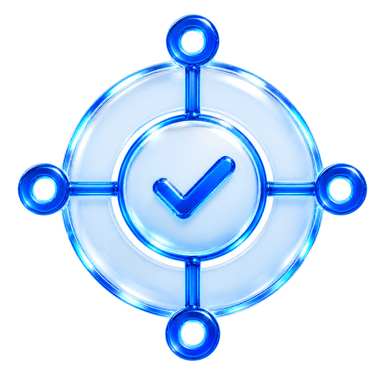 A glass alignment target with a confirmed center