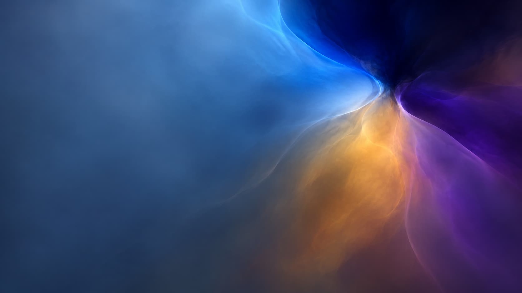 A dense optical centre separates into differently weighted blue, violet and amber colour regions.