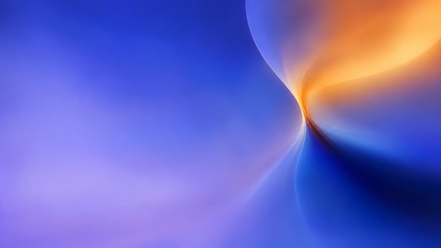 A local compressed blue region constrains a larger luminous colour field.