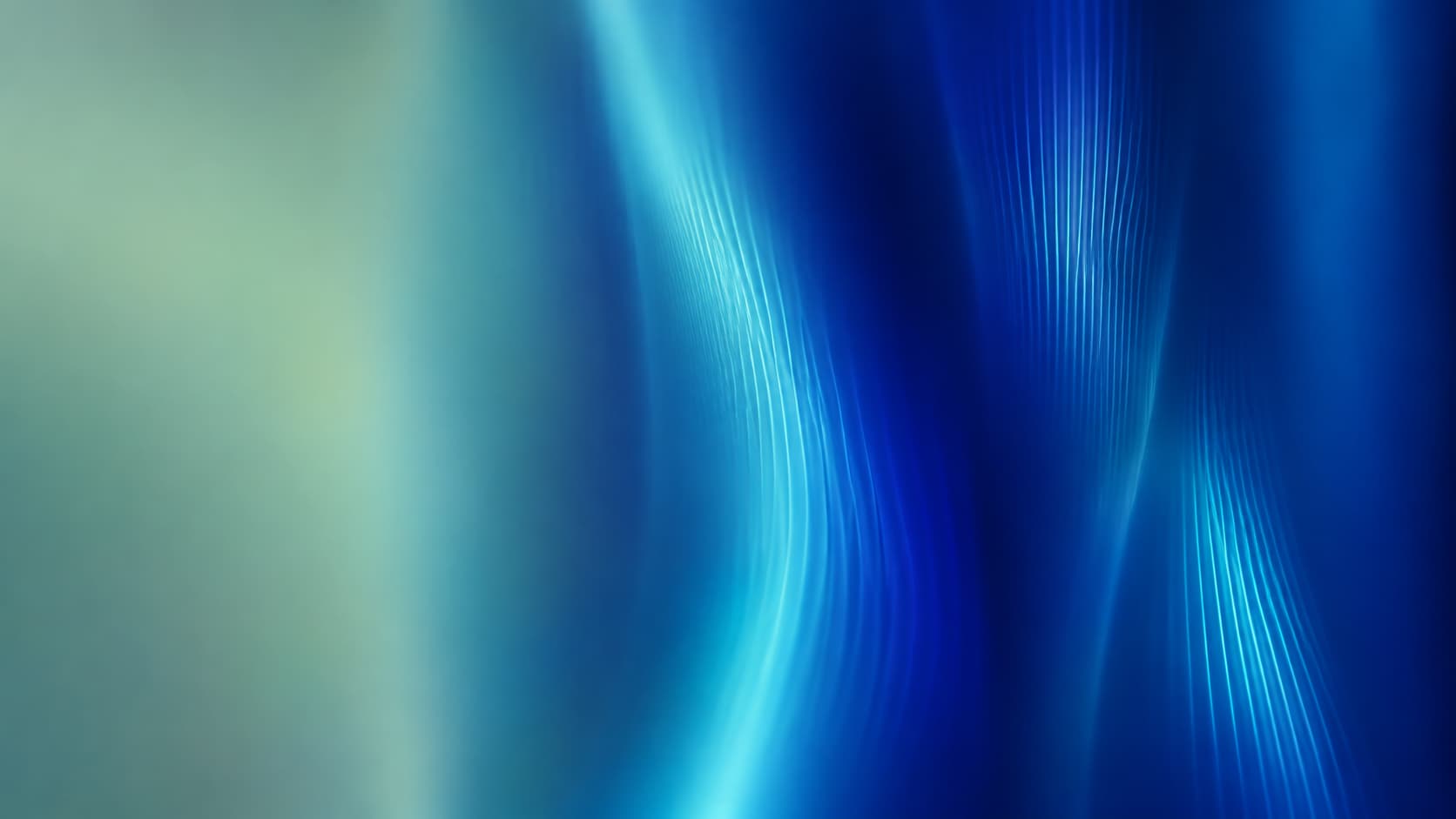 Three areas of fine cyan interference appear at different depths within a broad blue optical field.