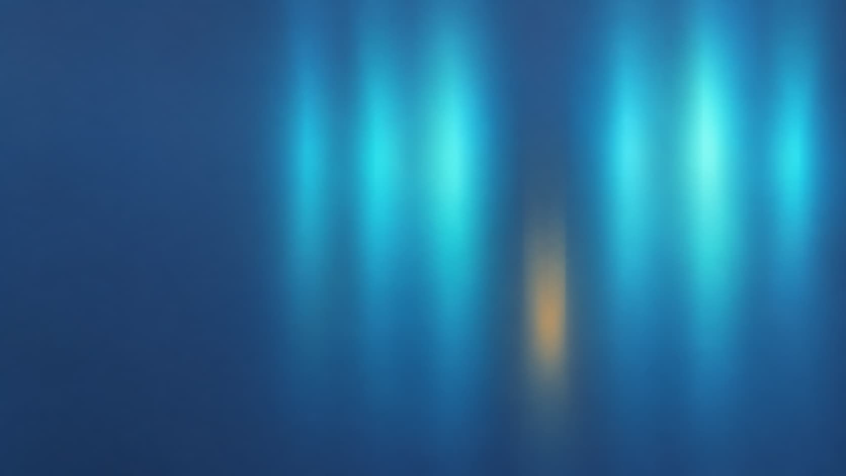 Diffuse cyan vertical light exposures with one lower amber interruption against slate blue.