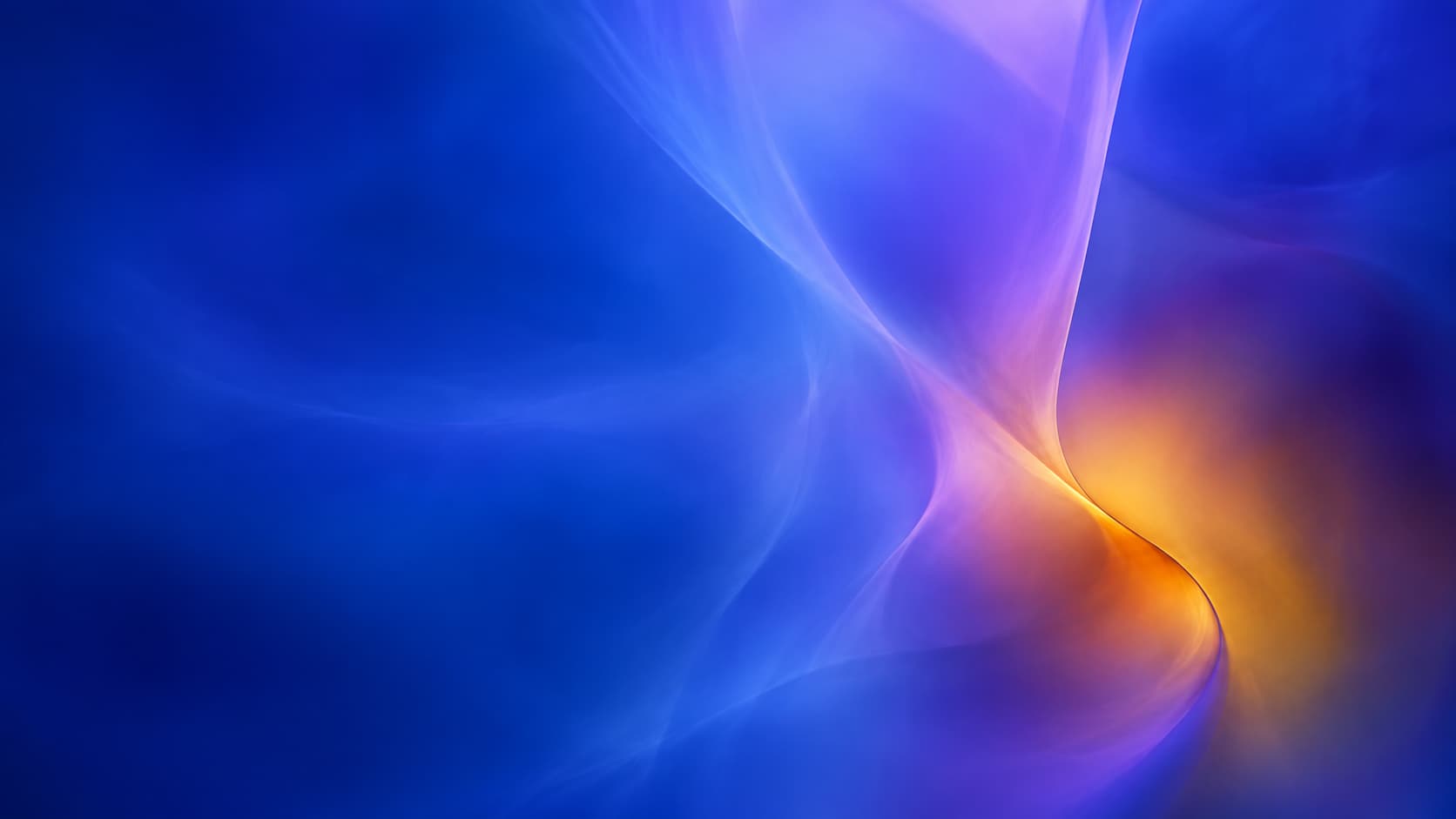 A wide blue optical interior contains a much smaller warm region with a precise boundary.