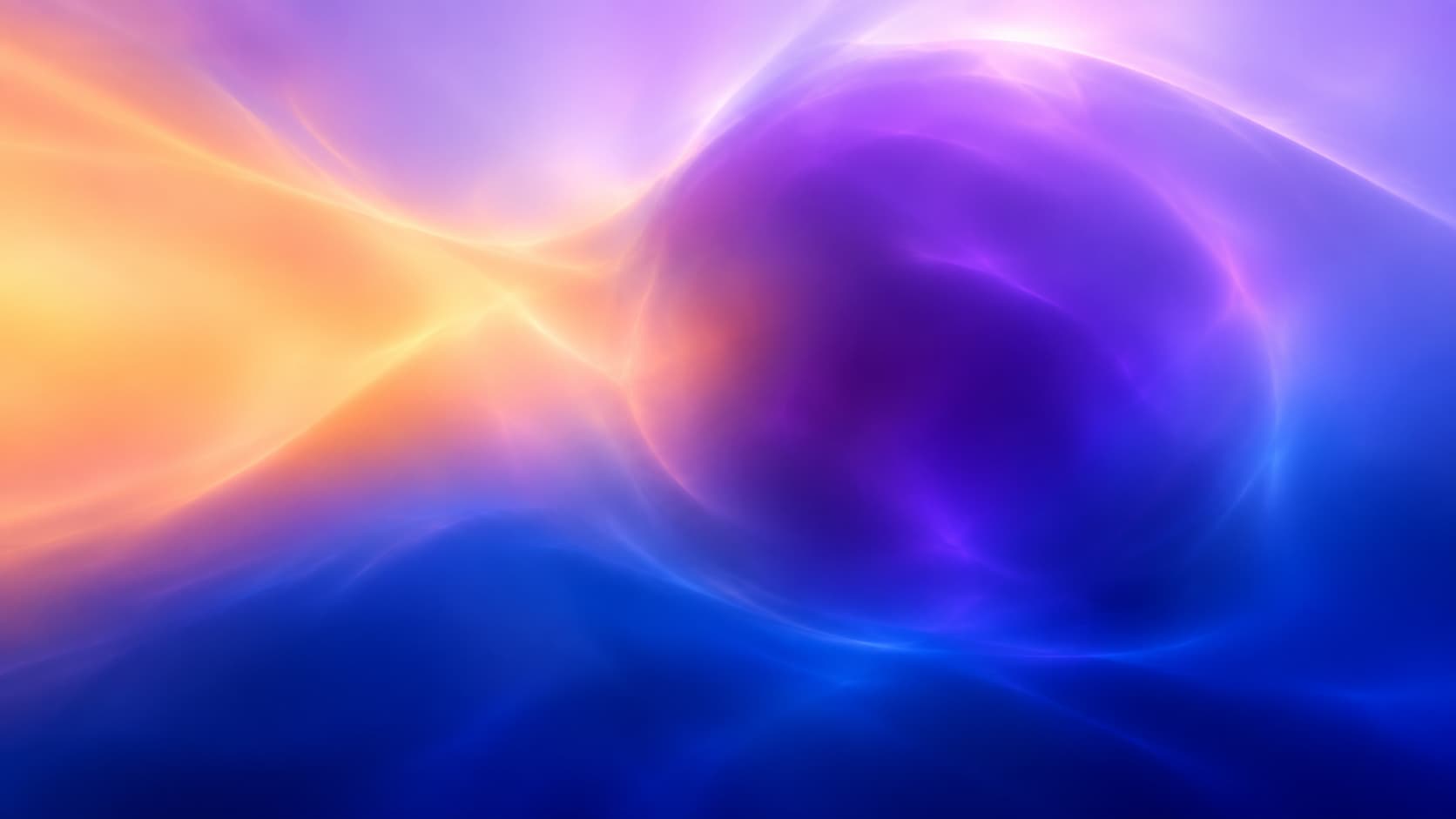 A warm optical impression disappears beneath a dense region within a polished lilac field.