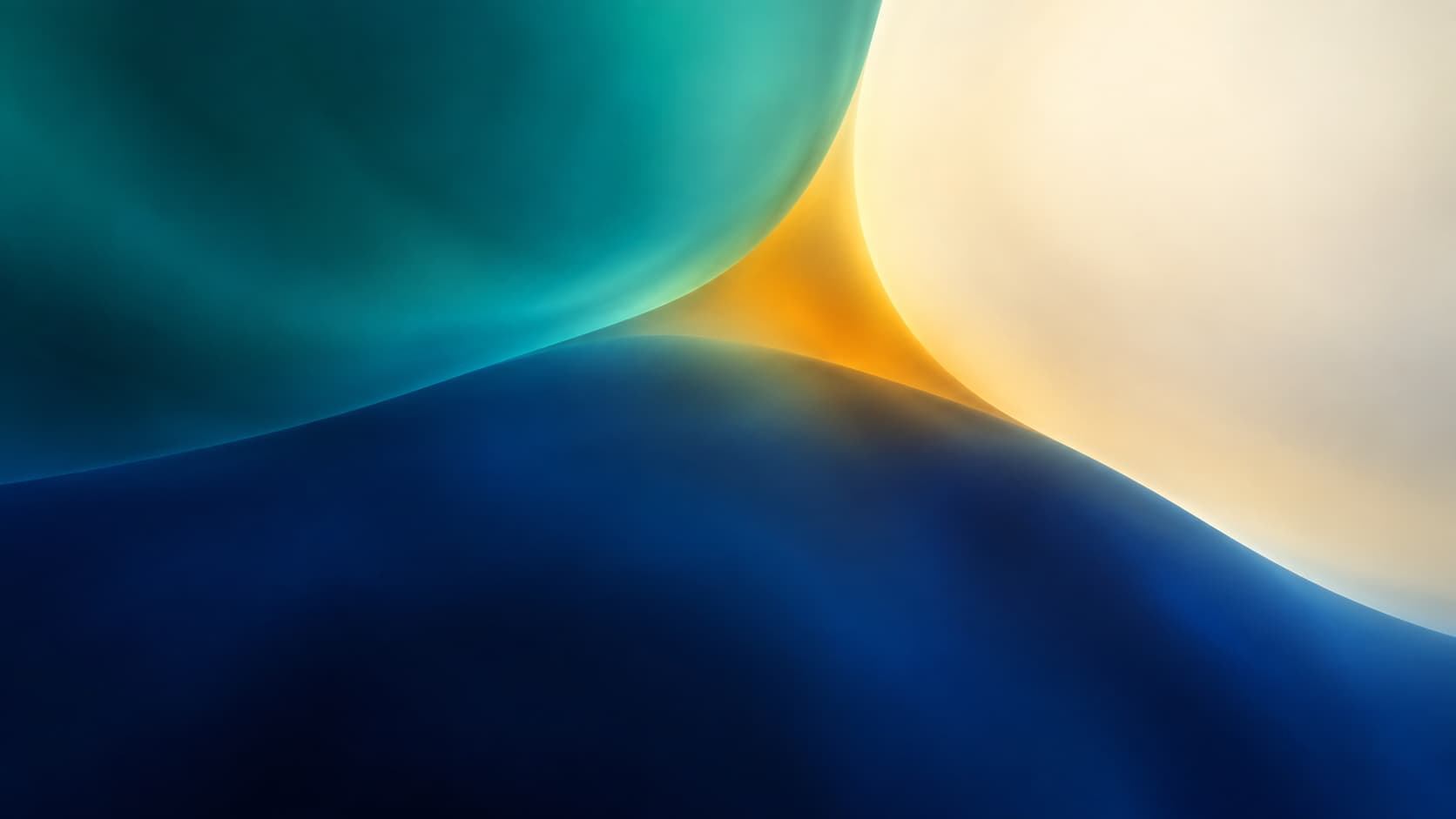 Teal, navy and ivory regions meet at a small amber area.