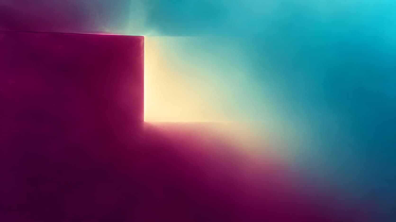 A warm optical impression remains defined at one edge and fades into cyan depth.