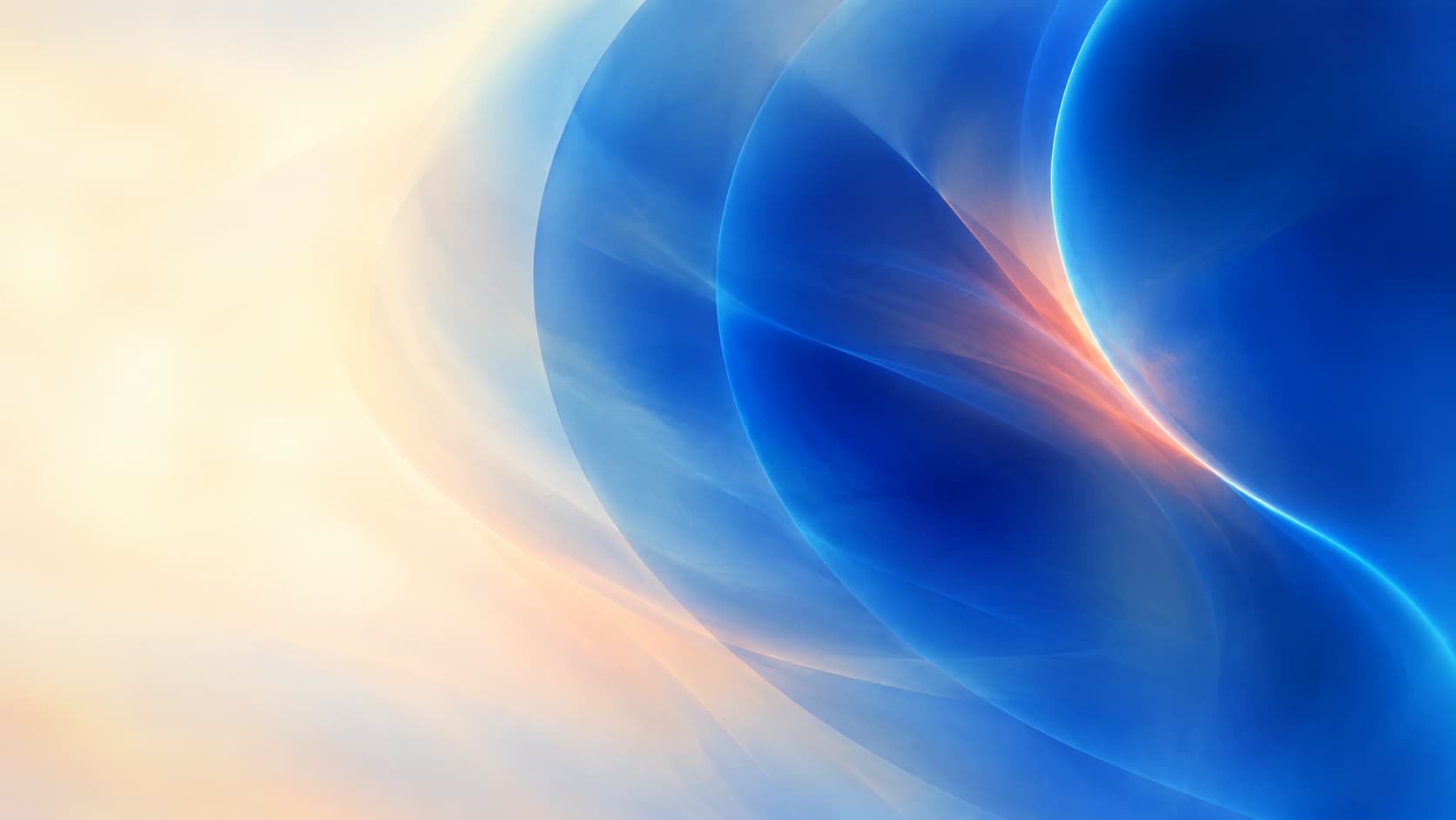 Blue optical impressions converging on a precise cyan form with a coral correction.