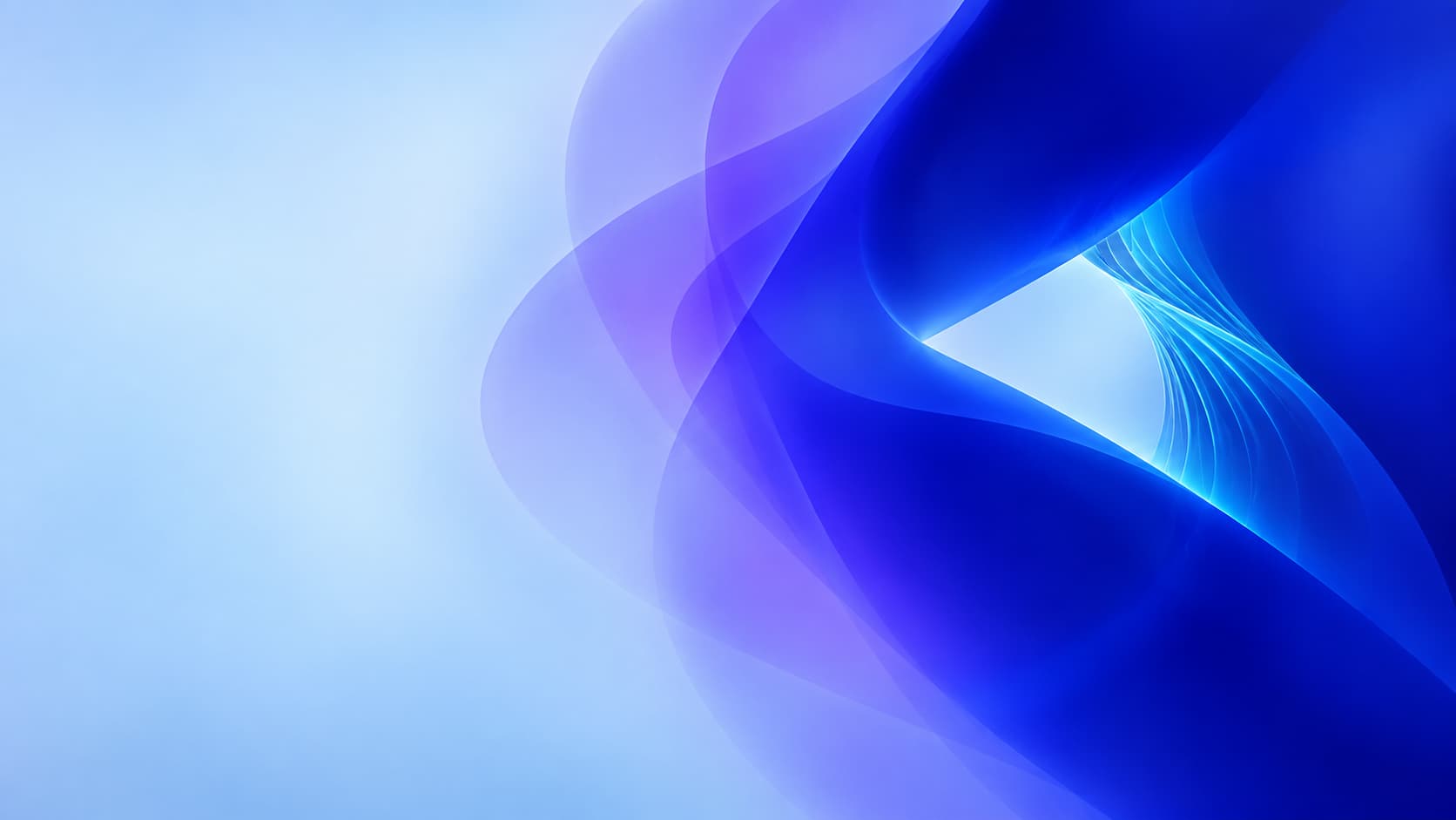 Unequal violet impressions resolve into a cobalt region around an angular light opening.