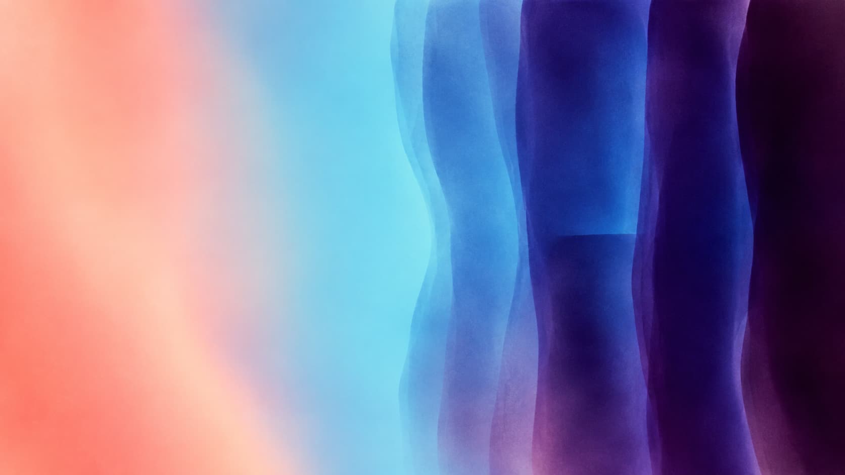 Repeated plum and blue optical traces opening into one clear cyan interval.