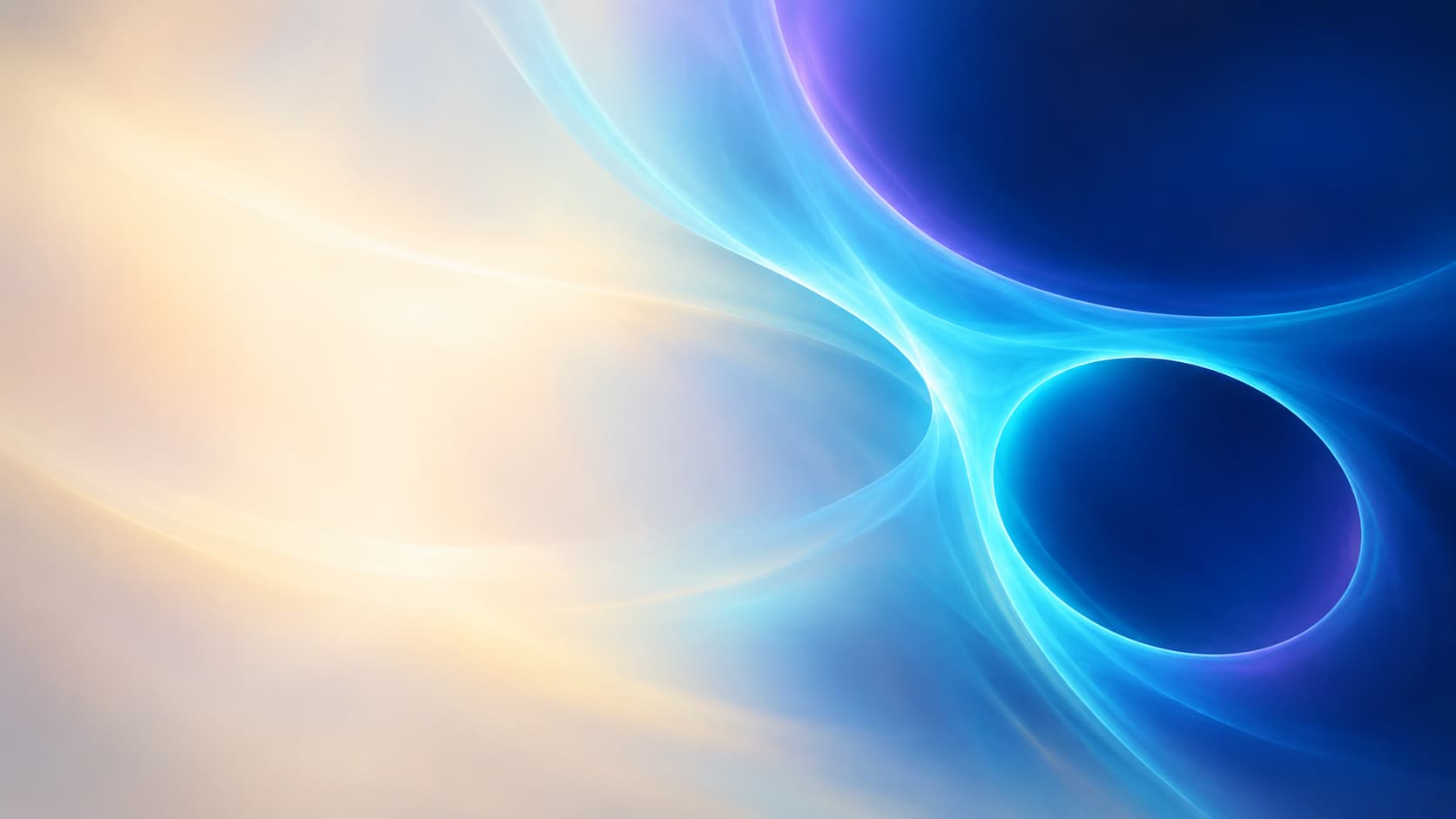 Two rich blue optical regions with different boundaries around a shared cyan impression.