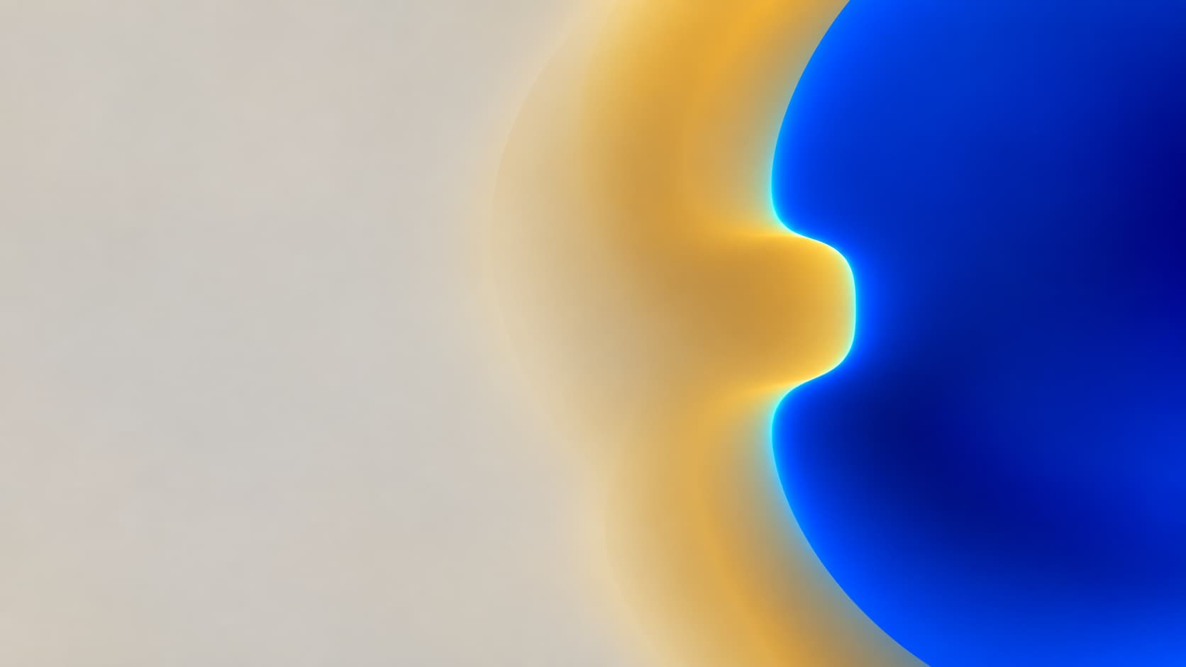 A precise cobalt notched boundary contrasts with a softer amber optical impression.