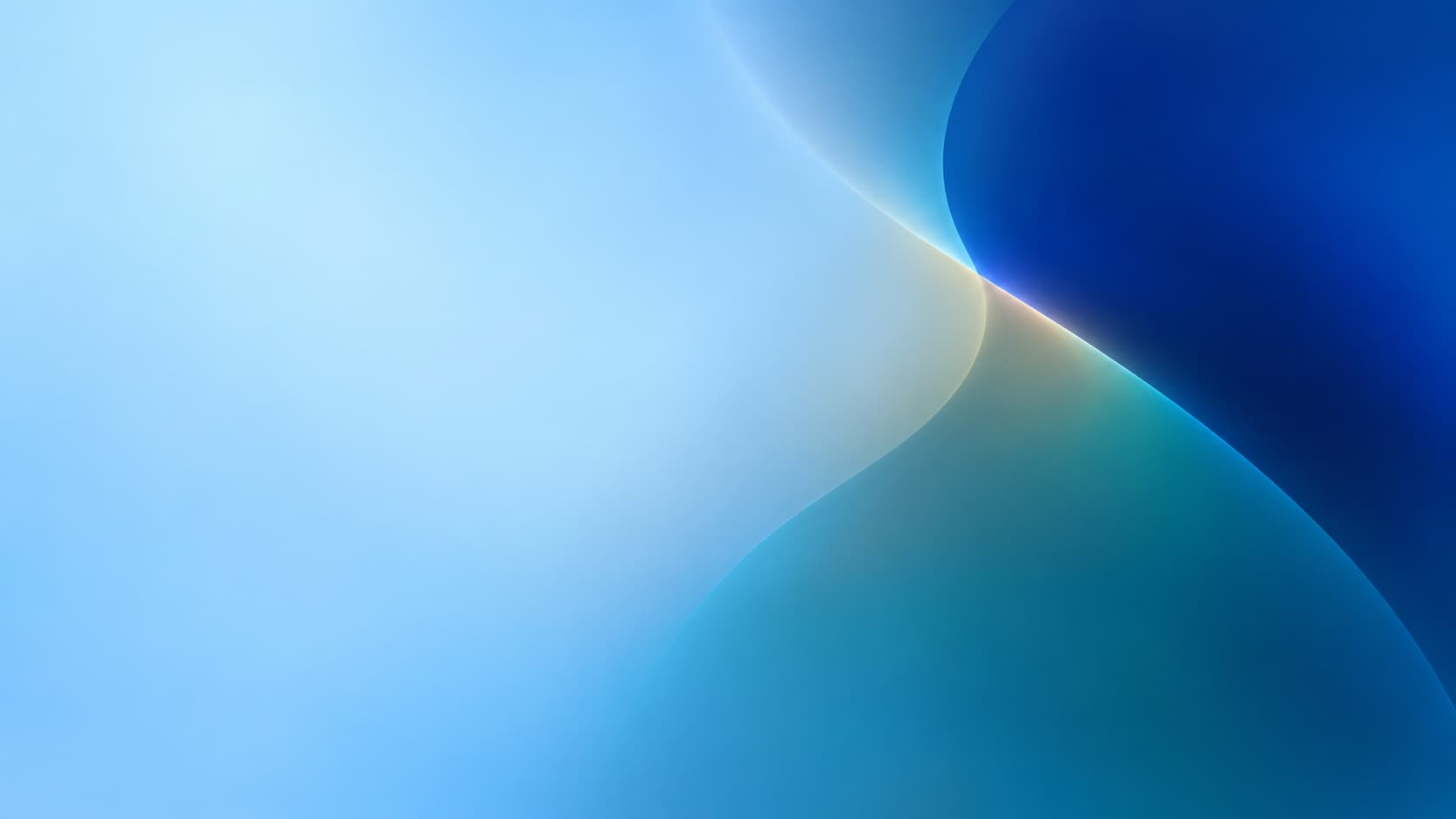 Cobalt and teal optical regions meet around a complete warm-grey interior.
