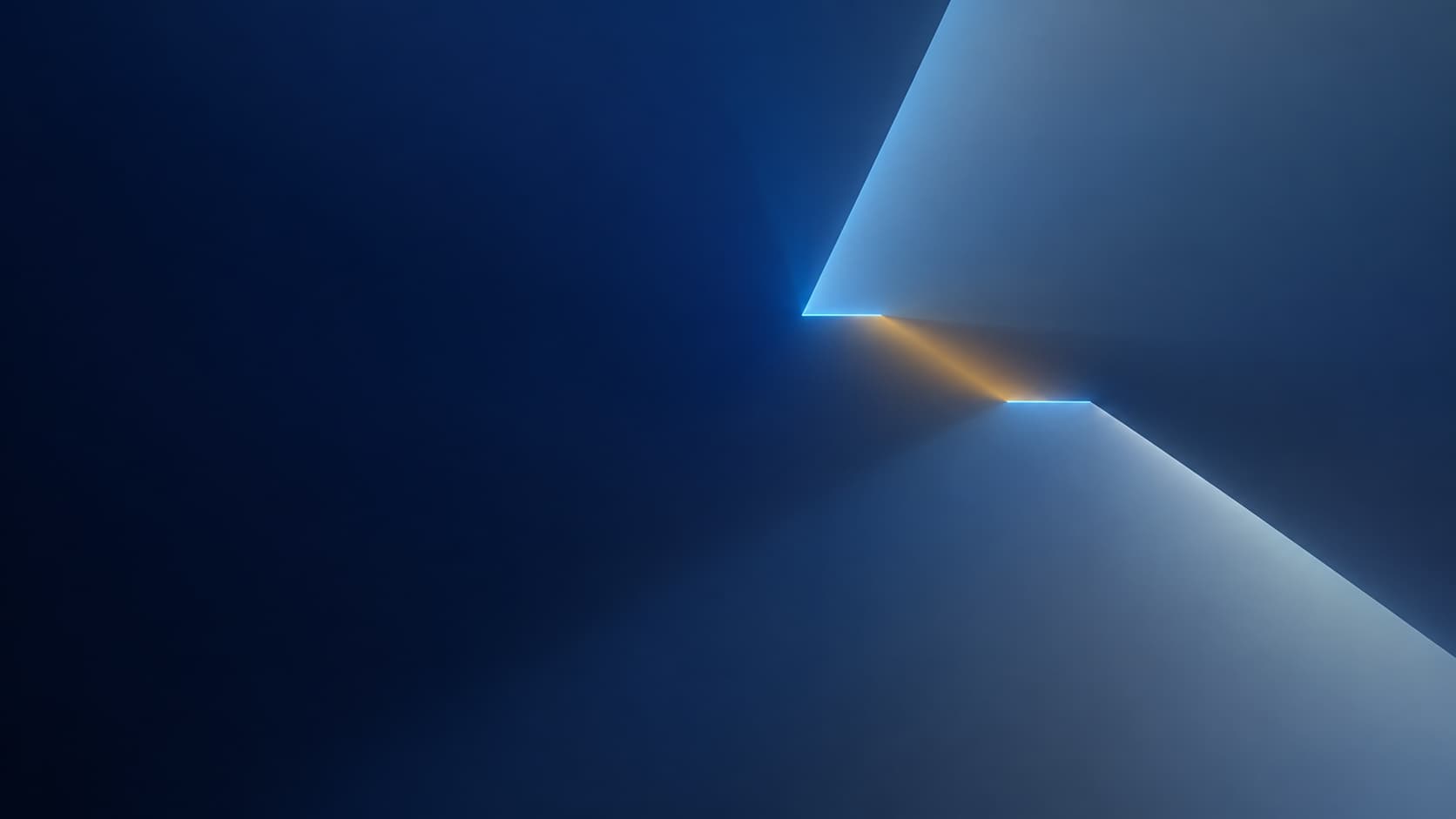 Two unequal angular blue-grey regions reveal an amber mismatch between their cyan details.