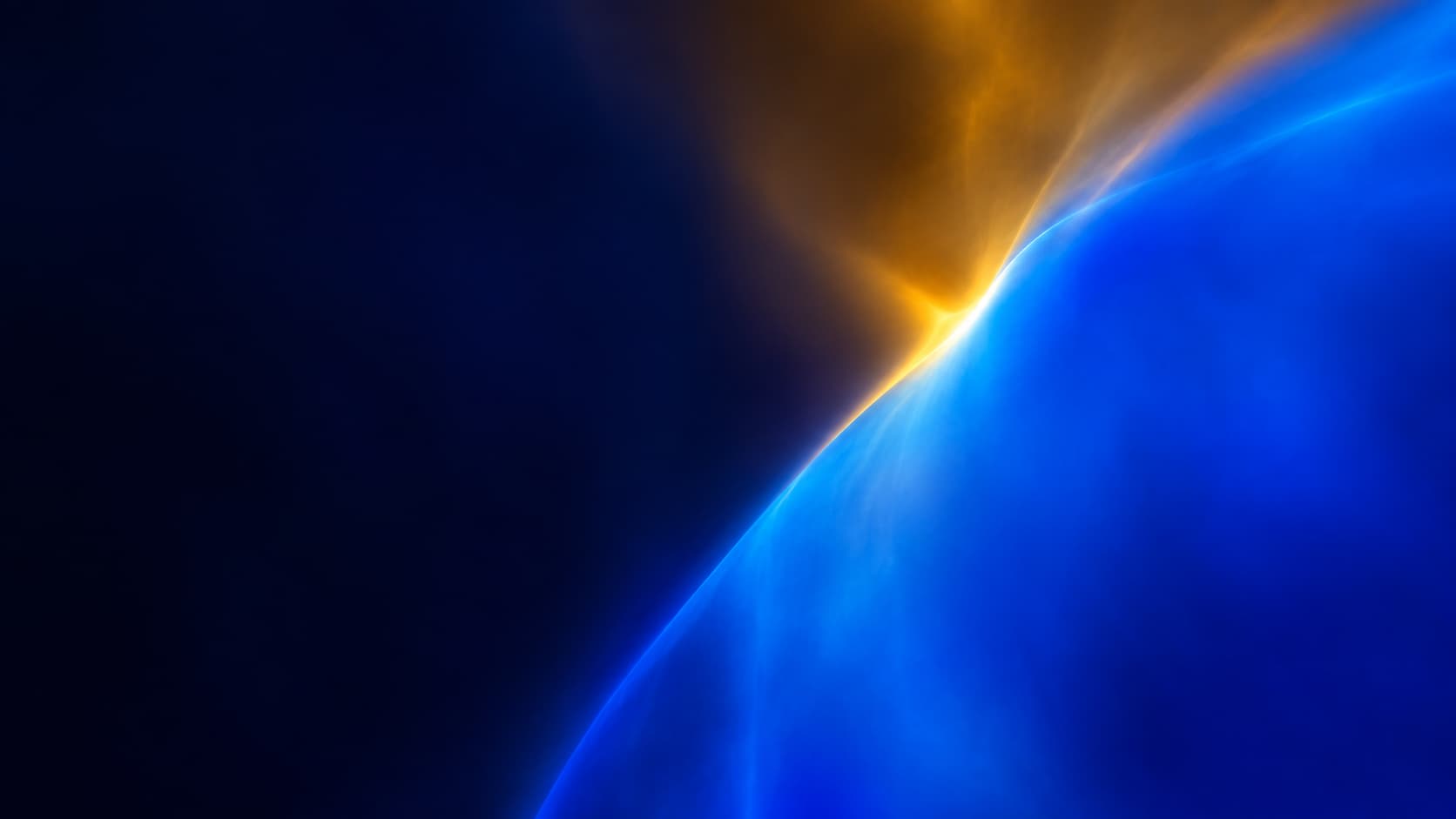 A crisp blue optical boundary shaped by a deeper warm exposure.