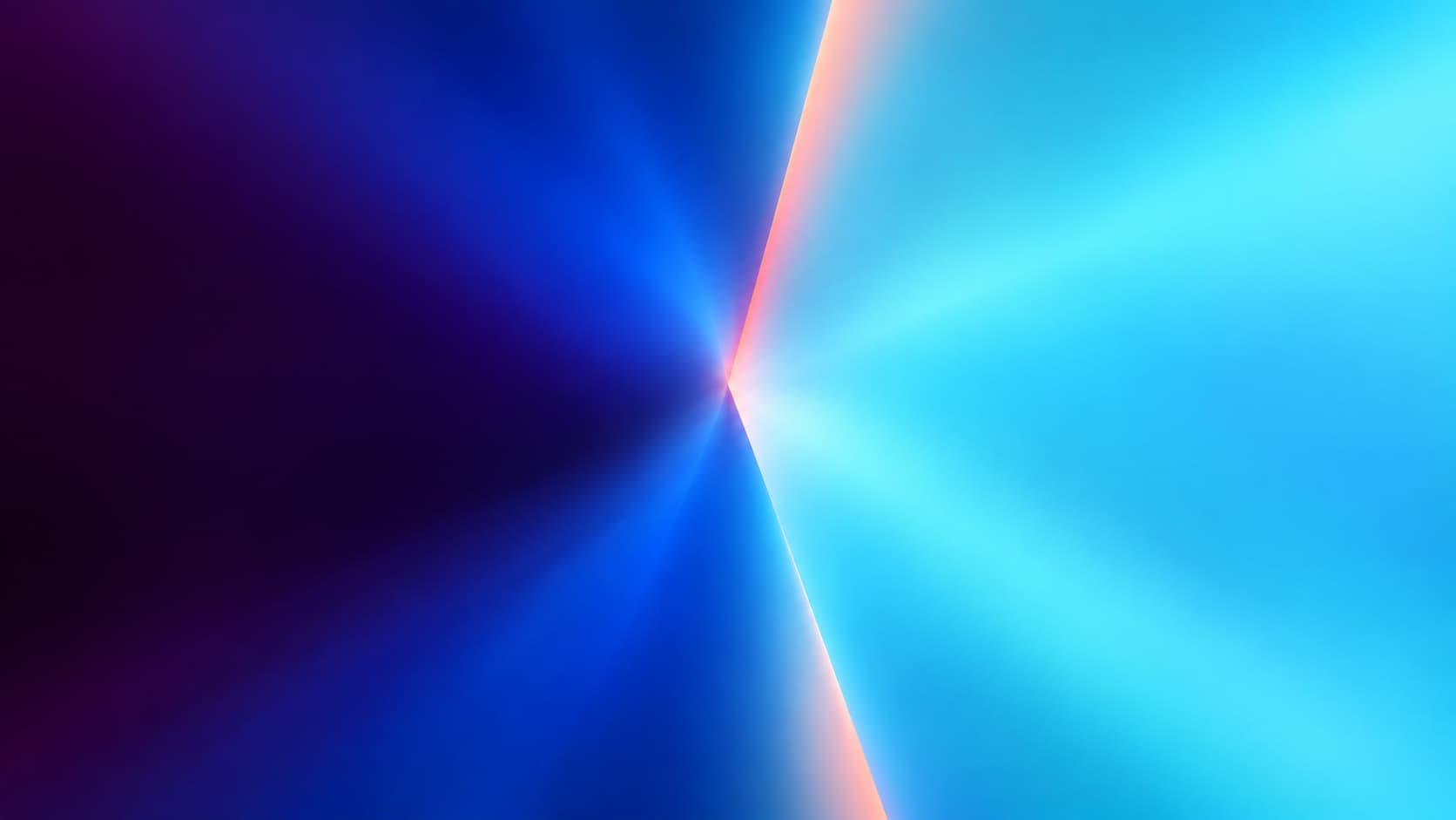 A narrow blue optical transition opening into a generous cyan interior.